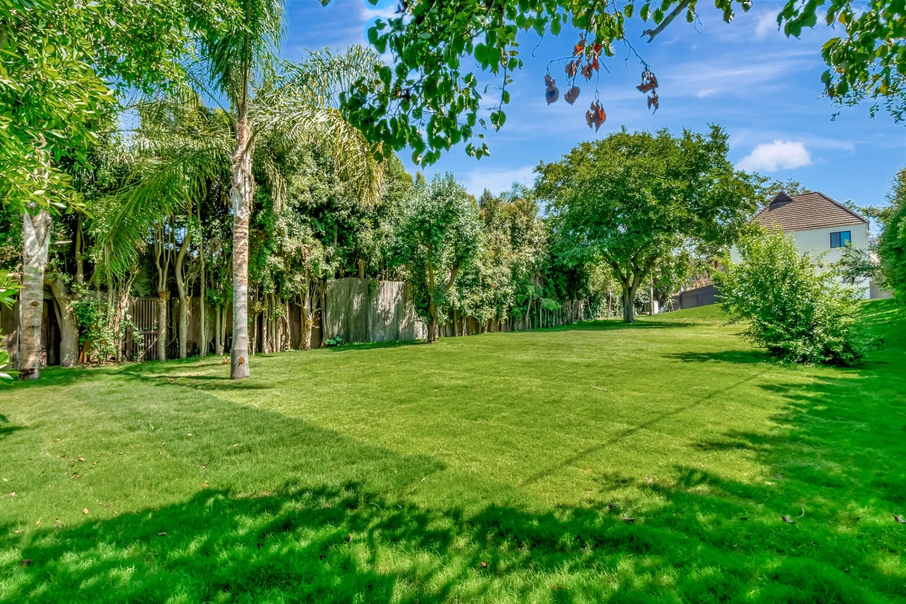 1145 S Longwood Ave Mid-Wilshire — Outdoor: Large backyard lawn with mature trees and lush landscaping